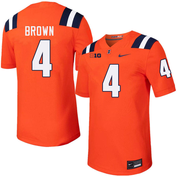 Men #4 Daniel Brown Illinois Fighting Illini College Football Jerseys Stitched-Orange